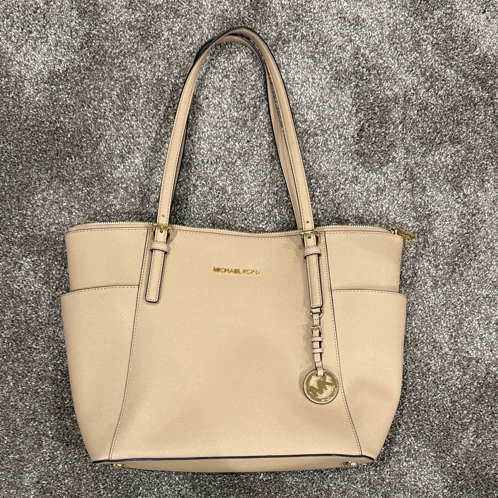 Michael Kors Beige Tote with Gold Details